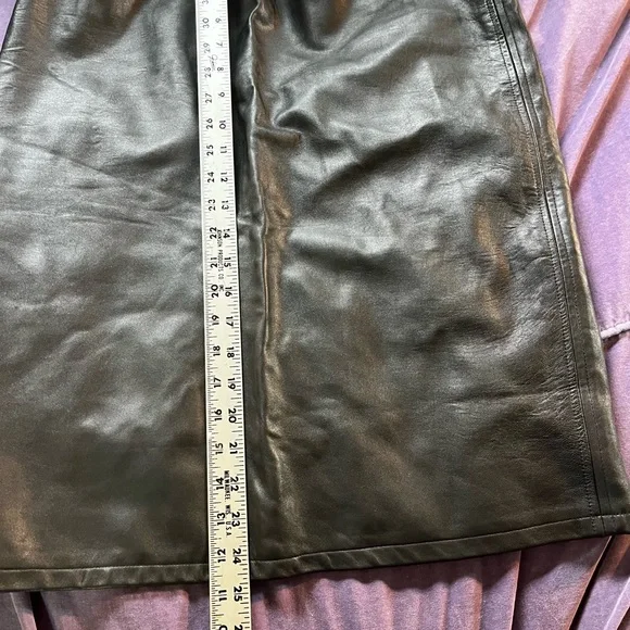 MARY DADAS Black Leather Vintage Skirt Sz 8 - Picture 6 of 6